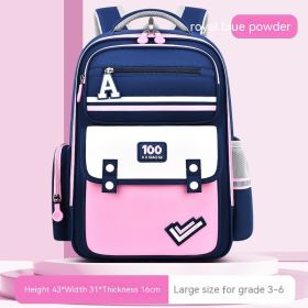 New Student Schoolbag Waist And Spine Protection Burden Reduction Children Backpack (Option: Sapphire Blue Pink Large)