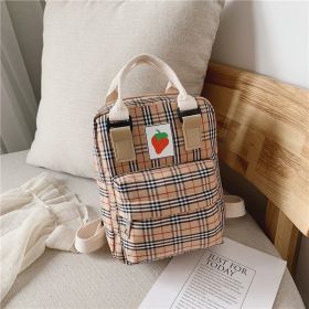 Fashion Mini cartoon checked children's backpack (Color: Khaki)