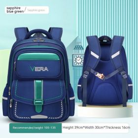 Backpack Spine Protection Waterproof Large Capacity (Option: Blue And Green Small Size)