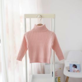 Boys And Girls Turtleneck Solid Color Bottoming Shirt (Option: Pink-90cm)