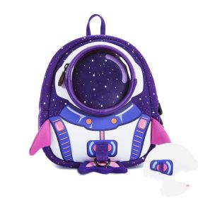 Shoulder Messenger Cartoon Backpack Kindergarten School Bag (Option: Rocket Large Purple)