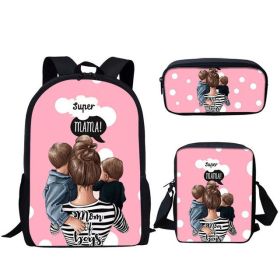 Three-piece printed student backpack diagonal bag (Option: 1Style)