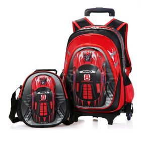 The New Men's Detachable Trolley Schoolbag Reduces The Burden (Option: Red 6round plus small bag)