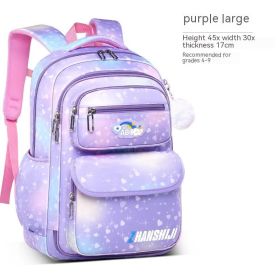 Side Opening Cute Relieve Pressure Children's Backpack (Option: Starry Sky Purple Large Size)