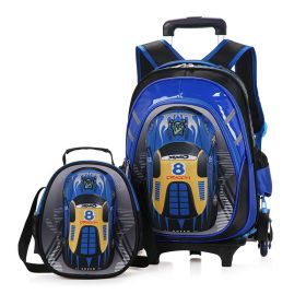 The New Men's Detachable Trolley Schoolbag Reduces The Burden (Option: Blue 6round plus small bag)