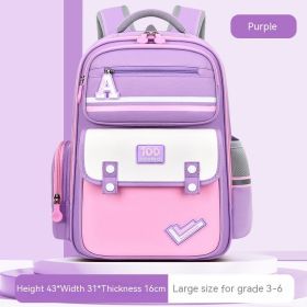 New Student Schoolbag Waist And Spine Protection Burden Reduction Children Backpack (Option: Purple Large Size)