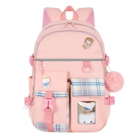 Cartoon Cute And Lightweight Burden-reducing Student Schoolbag (Option: Pink Tuition Bag Hairy Ball)