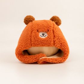 Baby Ushanka Windproof Thickening Warm Ear Protection Fleece-lined (Option: Orange-Age 3 Months)