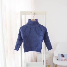 Boys And Girls Turtleneck Solid Color Bottoming Shirt (Option: Blue-110cm)