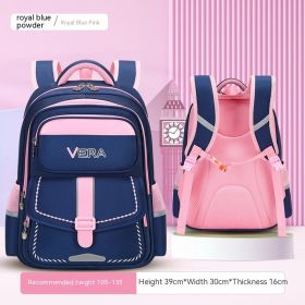 Backpack Spine Protection Waterproof Large Capacity (Option: Blue Pink Small Size)