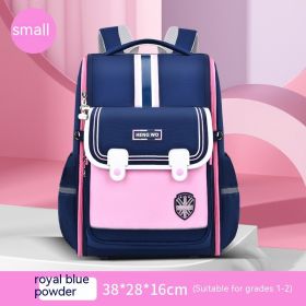Primary School Student Schoolbag Female Lightweight Burden Alleviation Spine Protection (Option: Sapphire Blue Pink Small Size)