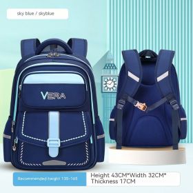 Backpack Spine Protection Waterproof Large Capacity (Option: Blue Plus Size)