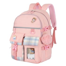 Cartoon Cute And Lightweight Burden-reducing Student Schoolbag (Option: Pink Hairy Ball)