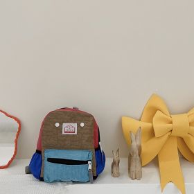 Children's Bags Simple And Lightweight Canvas Backpack Boys Girls Spine Protection (Option: Small Sized In Blue)