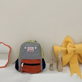 Children's Bags Simple And Lightweight Canvas Backpack Boys Girls Spine Protection (Option: Small Orange)