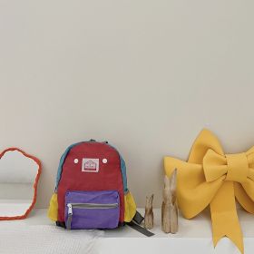 Children's Bags Simple And Lightweight Canvas Backpack Boys Girls Spine Protection (Option: Small Purple)