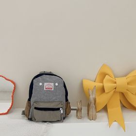 Children's Bags Simple And Lightweight Canvas Backpack Boys Girls Spine Protection (Option: Small Gray)