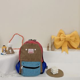 Children's Bags Simple And Lightweight Canvas Backpack Boys Girls Spine Protection (Option: Large Blue)