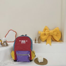 Children's Bags Simple And Lightweight Canvas Backpack Boys Girls Spine Protection (Option: Large Purple)