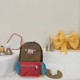 Children's Bags Simple And Lightweight Canvas Backpack Boys Girls Spine Protection (Option: Large Size In Red)