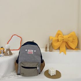 Children's Bags Simple And Lightweight Canvas Backpack Boys Girls Spine Protection (Option: Large Gray)
