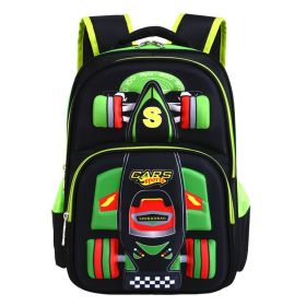 Three Dimensional Car Boys Primary School Trolley School Bag (Color: Green)