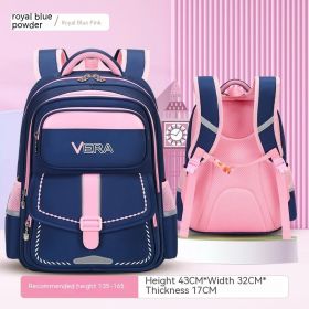 Backpack Spine Protection Waterproof Large Capacity (Option: Blue Pink Large Size)