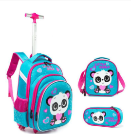Three-piece Trolley Bag For Primary School Students (Option: Panda)