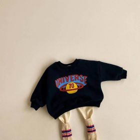 Baby Chunqiu Planet Pullover Long Sleeve Sweater (Option: Black-90cm)