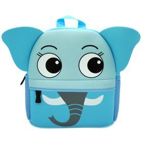 Children's Diving School Bag Cartoon Cute Animal Print Backpack (Option: Light Blue Elephant)