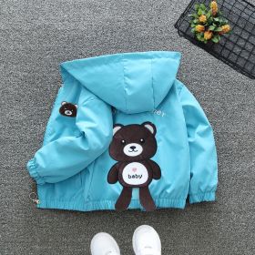 Children's Fashionable Thin Hooded Windbreaker (Option: Baby bear coat blue-130cm)