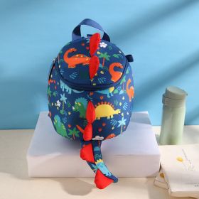 Children's Anti-lost Cartoon Dinosaur School Bag Kindergarten Backpack (Option: Blue-1to3 years)