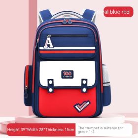 New Student Schoolbag Waist And Spine Protection Burden Reduction Children Backpack (Option: Blue And Red Small Size)