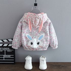 Children's Fashionable Thin Hooded Windbreaker (Option: Little rabbit coat pink-130cm)