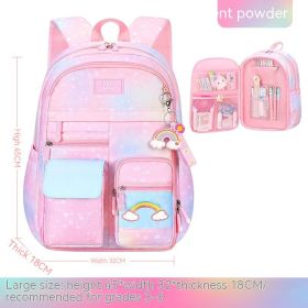 Side Opening Cute Relieve Pressure Children's Backpack (Option: Gradually Varied Pink Large)
