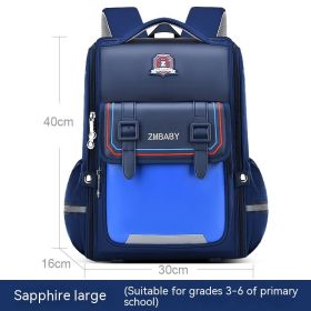 One-piece Open Spine Protection Children's Schoolbag Lightweight (Option: Blue Plus Size)