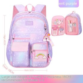 Side Opening Cute Relieve Pressure Children's Backpack (Option: Gradient Purple Large)