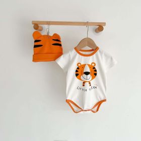 Baby Girl Cartoon Animal Print Round Collar Short-Sleeved Onesies (Size/Age: 90 (12-24M))