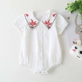 Baby Girl Embroidered Pattern Bubble Sleeve Design Short-Sleeved Cardigan Onesies (Size/Age: 73 (6-9M))