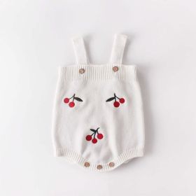 Baby Girl 1pc Cherry Embroidered Graphic Crotch Knitted Bodysuit & Button Front Sweater Coat Sets (Size/Age: 73 (6-9M))