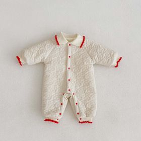 Baby Girl Flower Pattern Solid Color Fashion Rompers In Winter (Size/Age: 90 (12-24M))