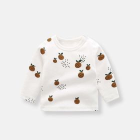 Baby Allover Fruit Graphic 100% Pure Organic Cotton Side Snap Button Tops (Color: Brown)
