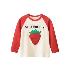 Baby Girl Strawberry Print Pattern Soft Cotton Crewneck Shirt (Size/Age: 140 (8-10Y))