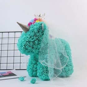Artificial Flowers 40cm Rose Bear Girlfriend Anniversary Christmas Valentine&#39;s Day Birthday Present For Wedding Party Gift (Color: Unicorn light blue)