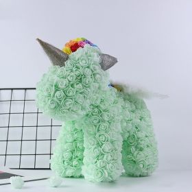 Artificial Flowers 40cm Rose Bear Girlfriend Anniversary Christmas Valentine&#39;s Day Birthday Present For Wedding Party Gift (Color: UnicornB light green)