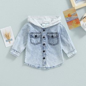 Boys' And Girls' Coats In The Little Boy Style Chic Handsome Cowboy Hooded Top (Option: Blue-80cm)