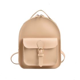 Kid's Small Schoolbag Girl's Out PU Backpack (Color: Beige)