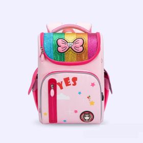 Folding Lightweight  Light Weight  Comfortable And Breathable Schoolbag For Junior Students (Color: Pink)