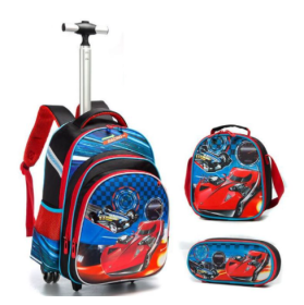 Three-piece Trolley Bag For Primary School Students (Option: Racing car)