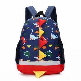 Cartoon Dinosaur Children Bag Kindergarten Children School Bag (Color: Dark Blue)
